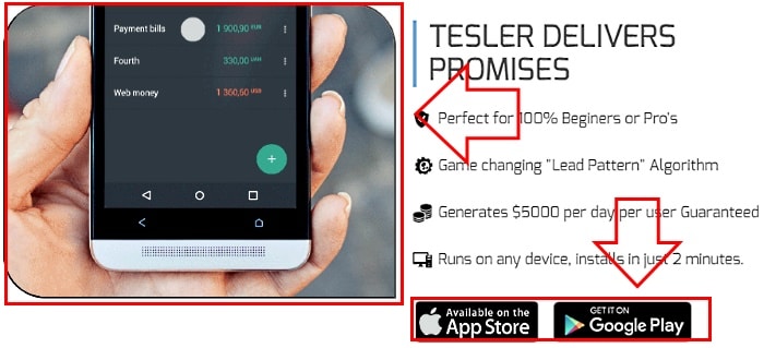 Tesler App for mobile devices is pure deception.
