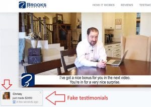 Fake testimonials are common to online scams