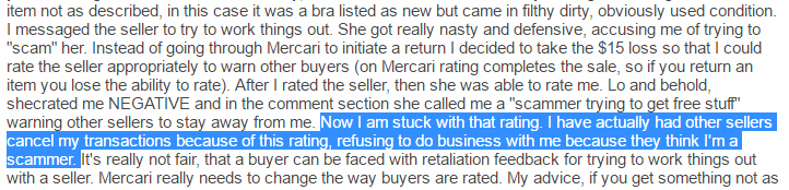 In Mercari sellers can give negative ratings to buyers
