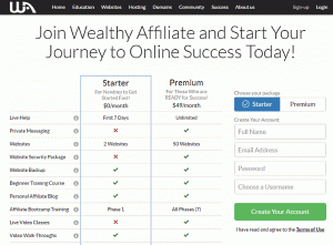 My Wealthy Affiliate login page