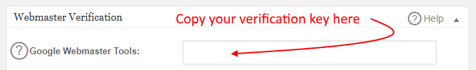 SEO plugin - paste your verification key here