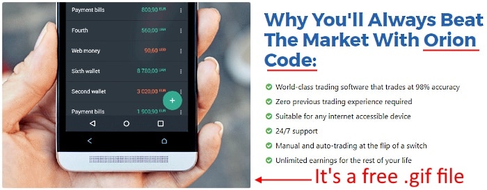 Edward Robinson uses a free .gif to promote his trading app for mobile devices