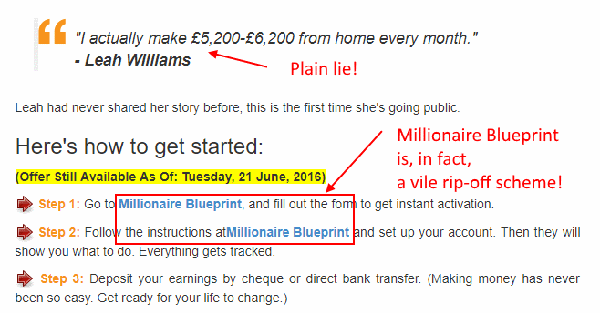 Online Wealth News promotes the Millionaire Blueprint scam