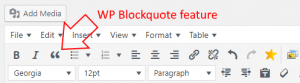 Blockquotes feature in WP pagepost editor