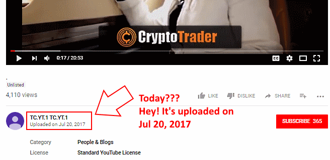 the crypto trader video is uploaded to youtube on July 20, 2017