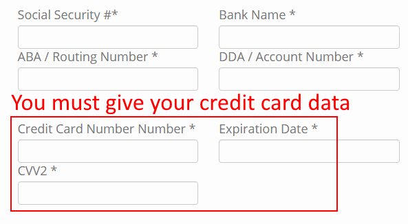 you must give your credit card information