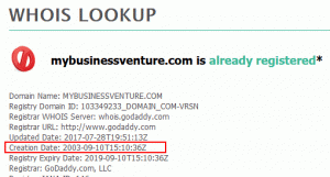 My Business Venture Whois lookup information