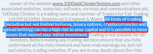 What is the 1000 PiP Climber Review about - and what its risk disclaimer says