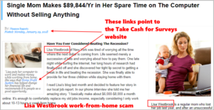 Lisa Westbrook scam and Take Surveys for Cash scam belong to the same scam family