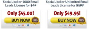 What about the Social Jacker - Pricing plans