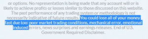 A warning in the 1000 pip Climber System Risk Disclaimer