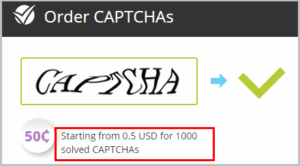 50 cents for 1000 solved Captchas