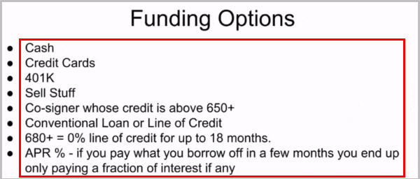 10K Wealth Code funding options