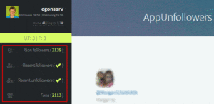 App Unfollowers dashboard