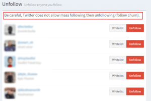 using iUnfollow unfollow twitter followers not following you